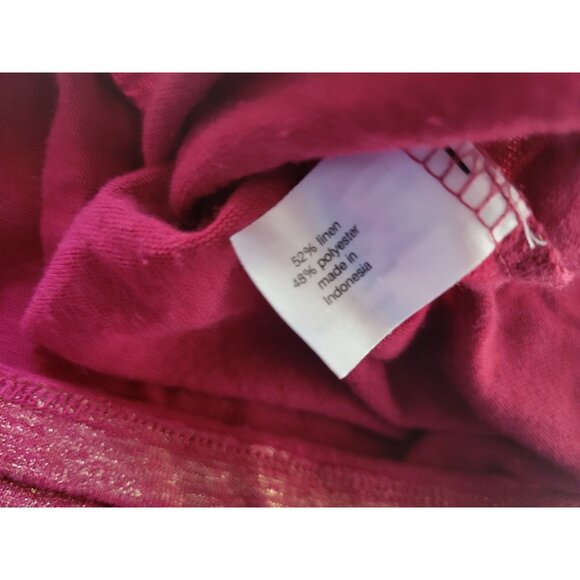 Lane Bryant Womens Top 26 28 Plus Tee Cap Sleeve Red Metallic Linen RED5E - Picture 7 of 8